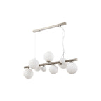NL9058/OP9 Prague 9 Light Linear Pendant Satin Nickel Opal
