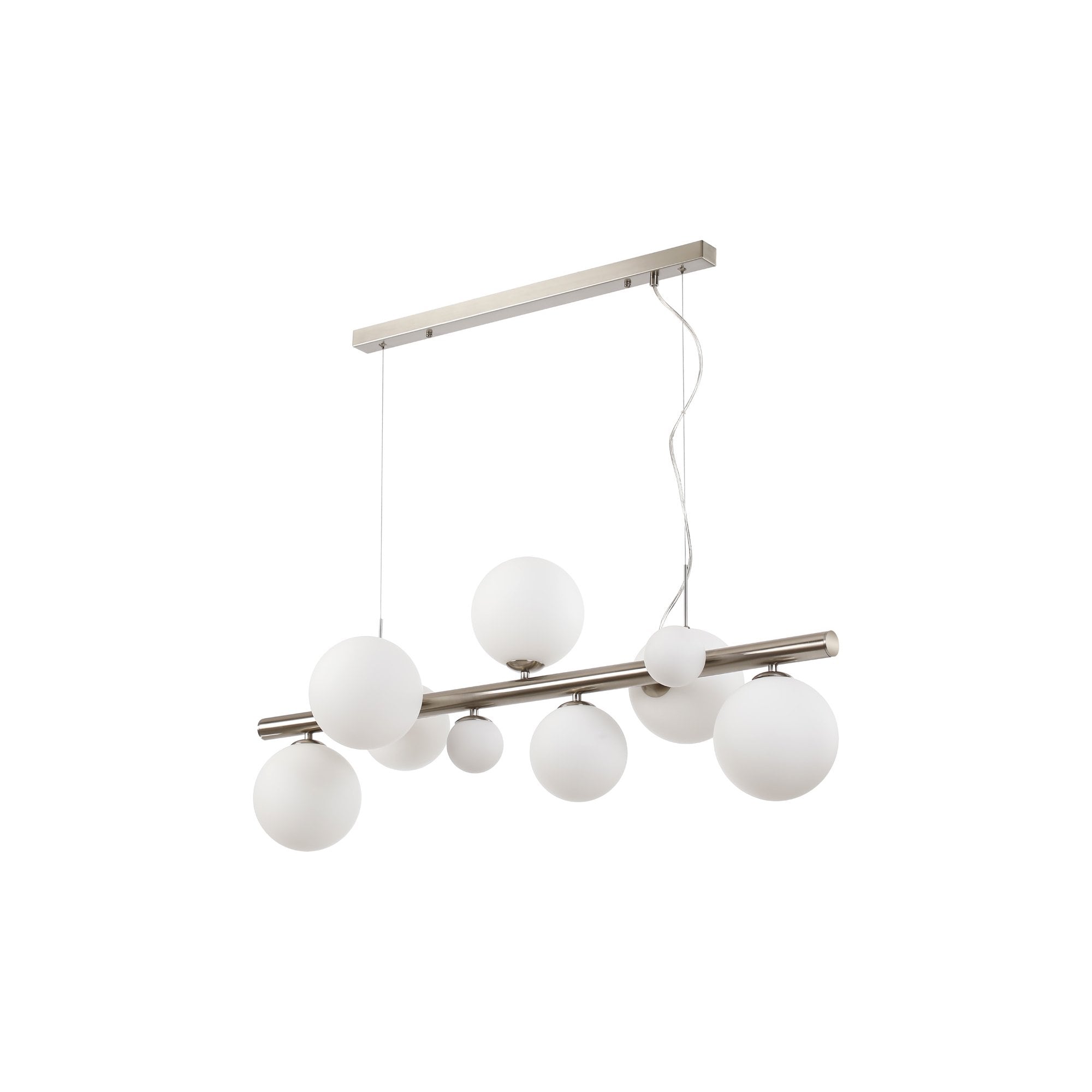NL9058/OP9 Prague 9 Light Linear Pendant Satin Nickel Opal