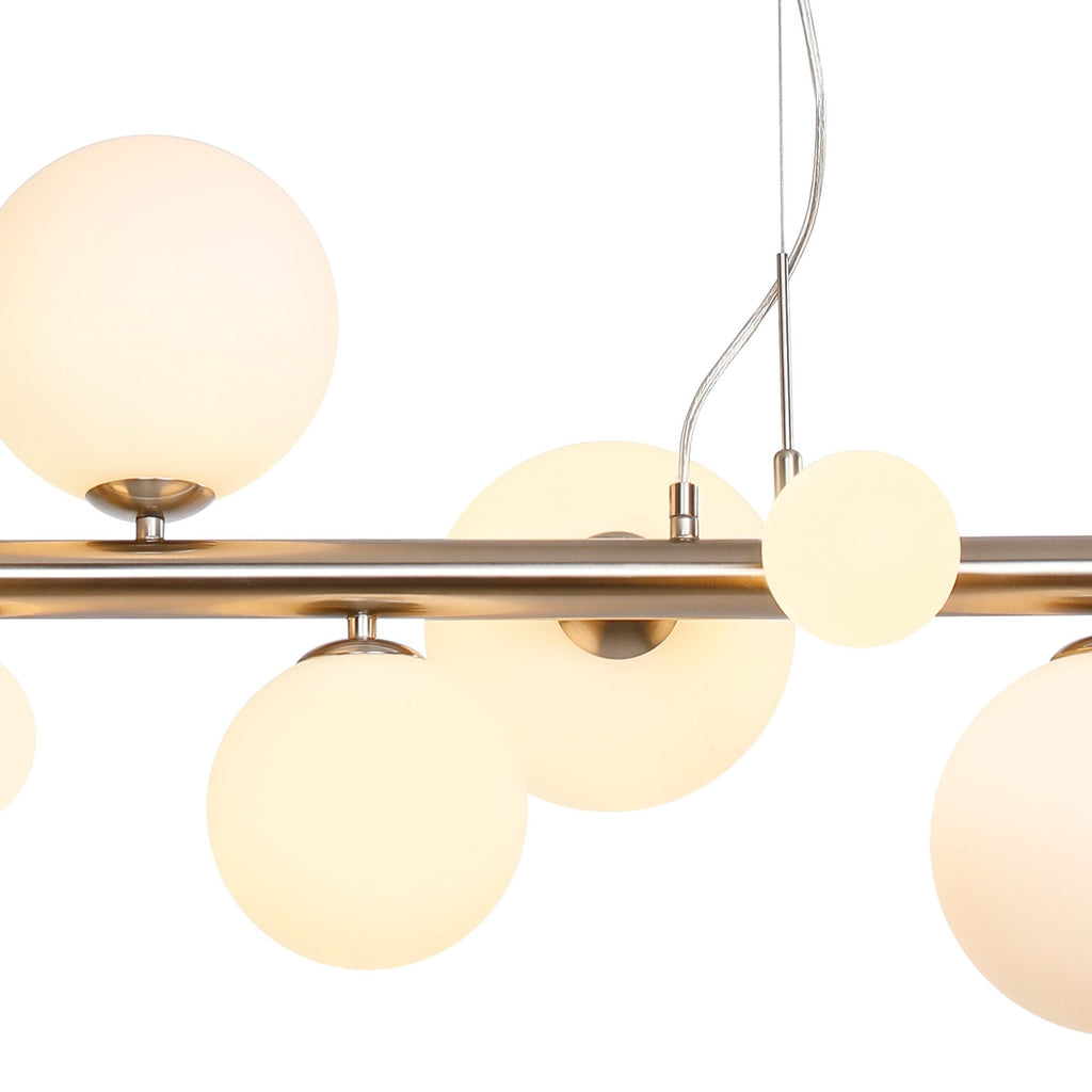 NL9058/OP9 Prague 9 Light Linear Pendant Satin Nickel Opal