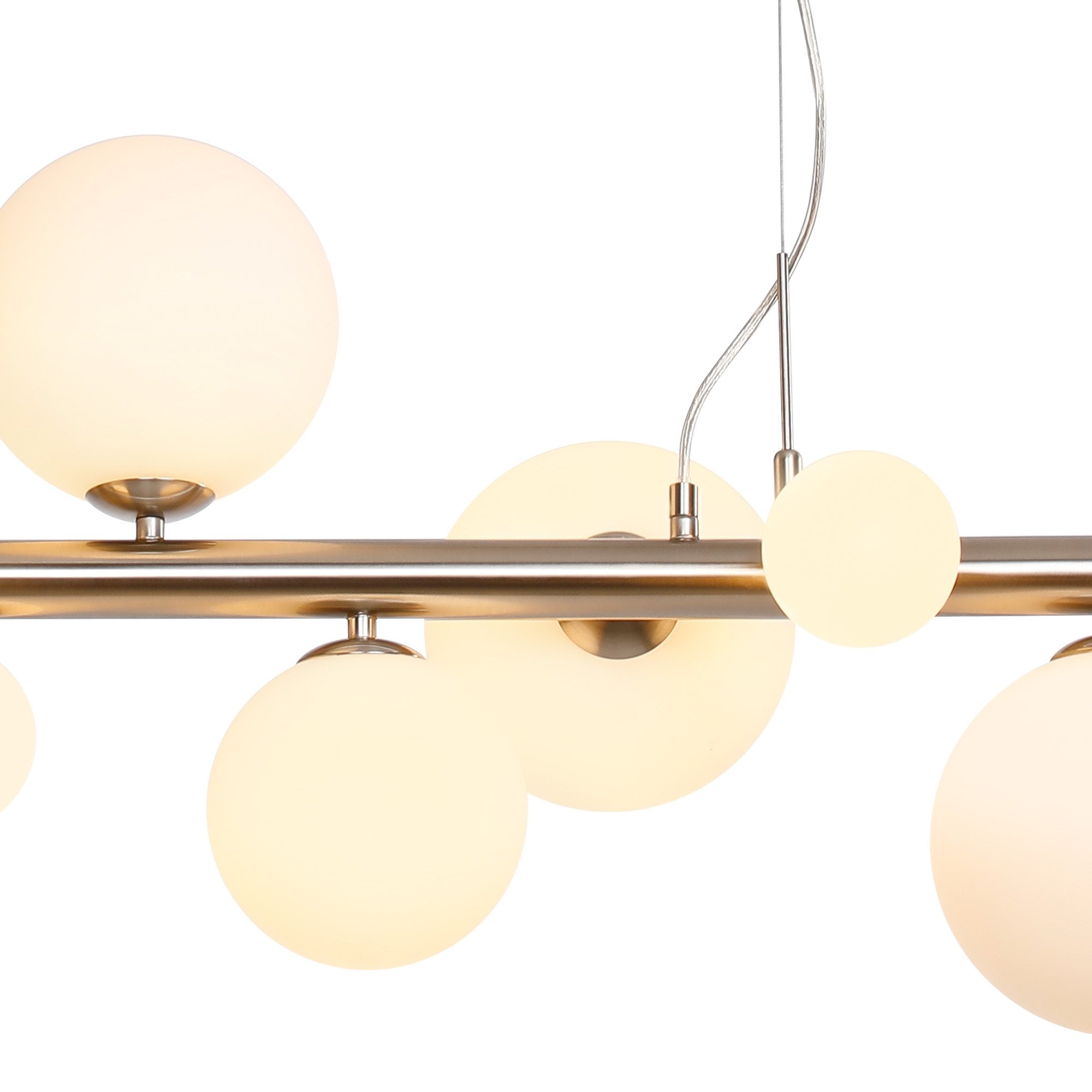 NL9058/OP9 Prague 9 Light Linear Pendant Satin Nickel Opal