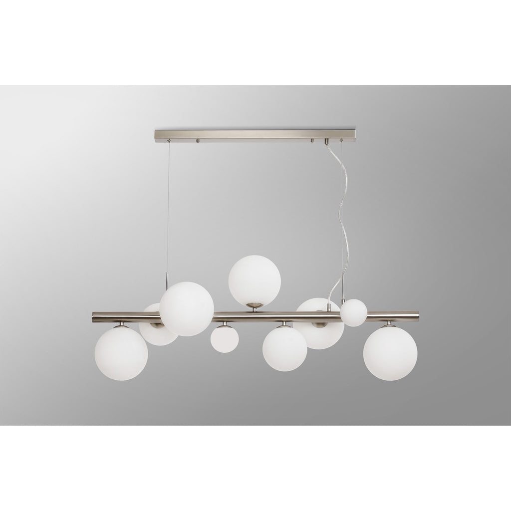 NL9058/OP9 Prague 9 Light Linear Pendant Satin Nickel Opal