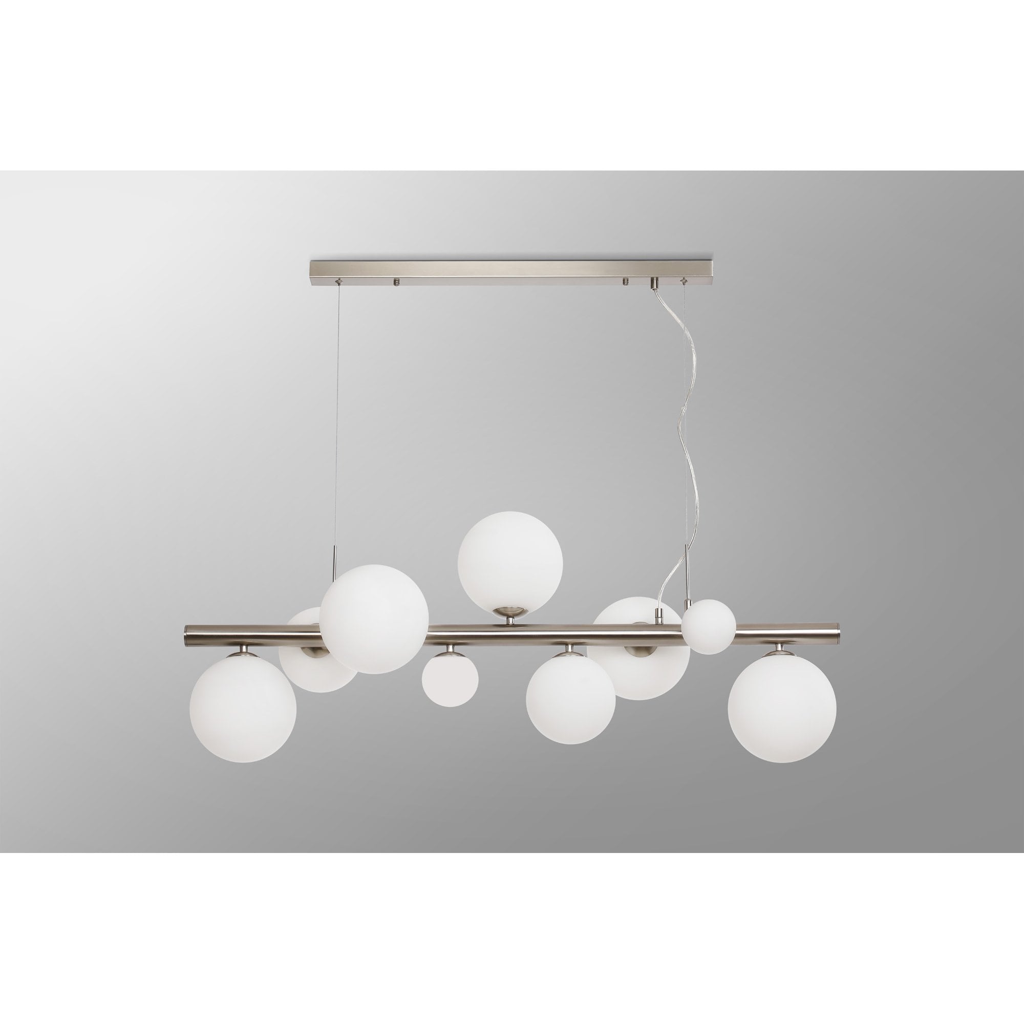 NL9058/OP9 Prague 9 Light Linear Pendant Satin Nickel Opal