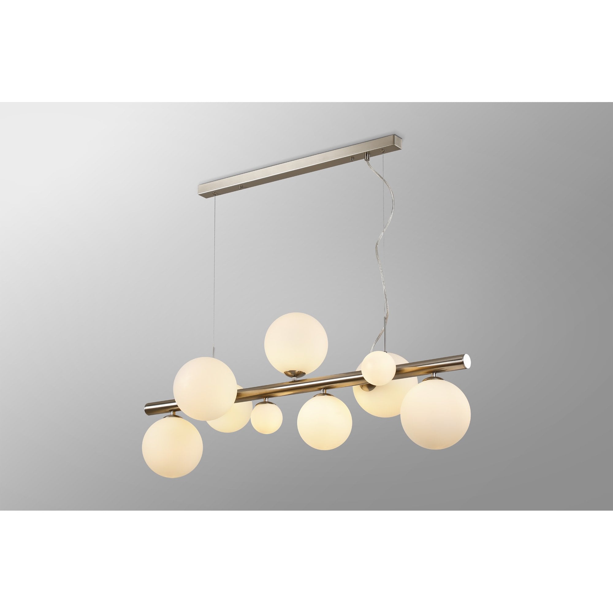 NL9058/OP9 Prague 9 Light Linear Pendant Satin Nickel Opal