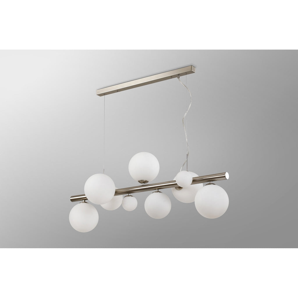 NL9058/OP9 Prague 9 Light Linear Pendant Satin Nickel Opal