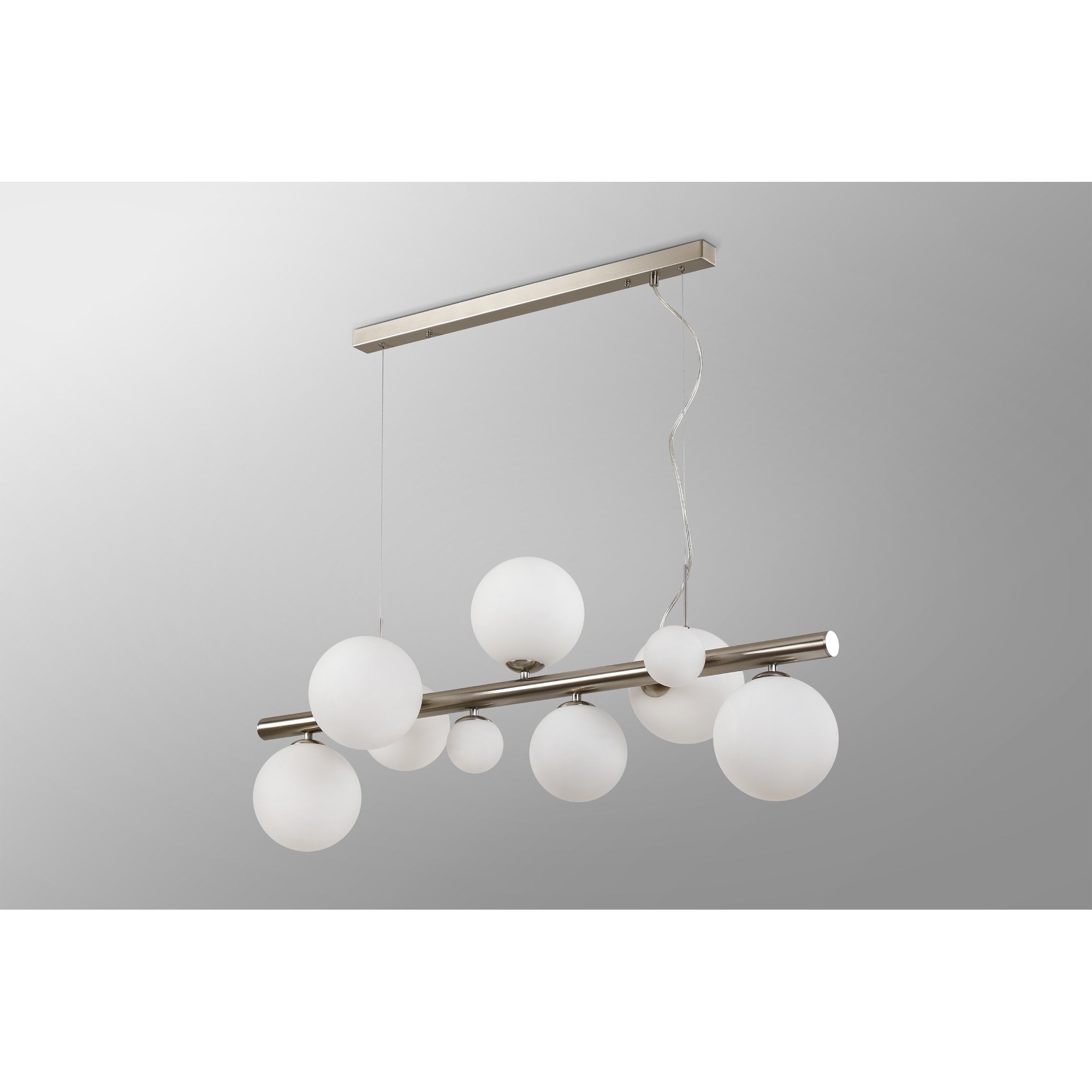 NL9058/OP9 Prague 9 Light Linear Pendant Satin Nickel Opal