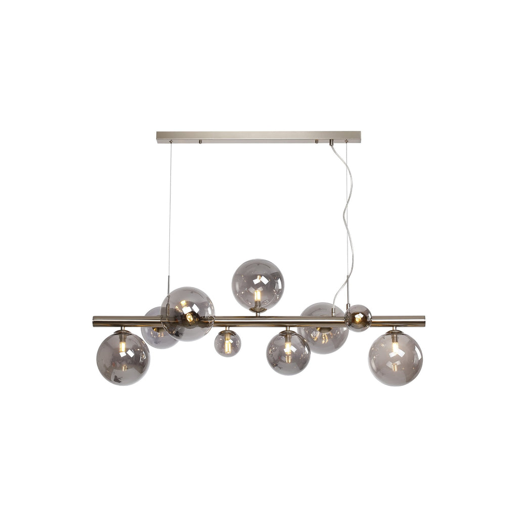 NL9058/SM9 Prague 9 Light Linear Pendant Satin Nickel Smoke Plated