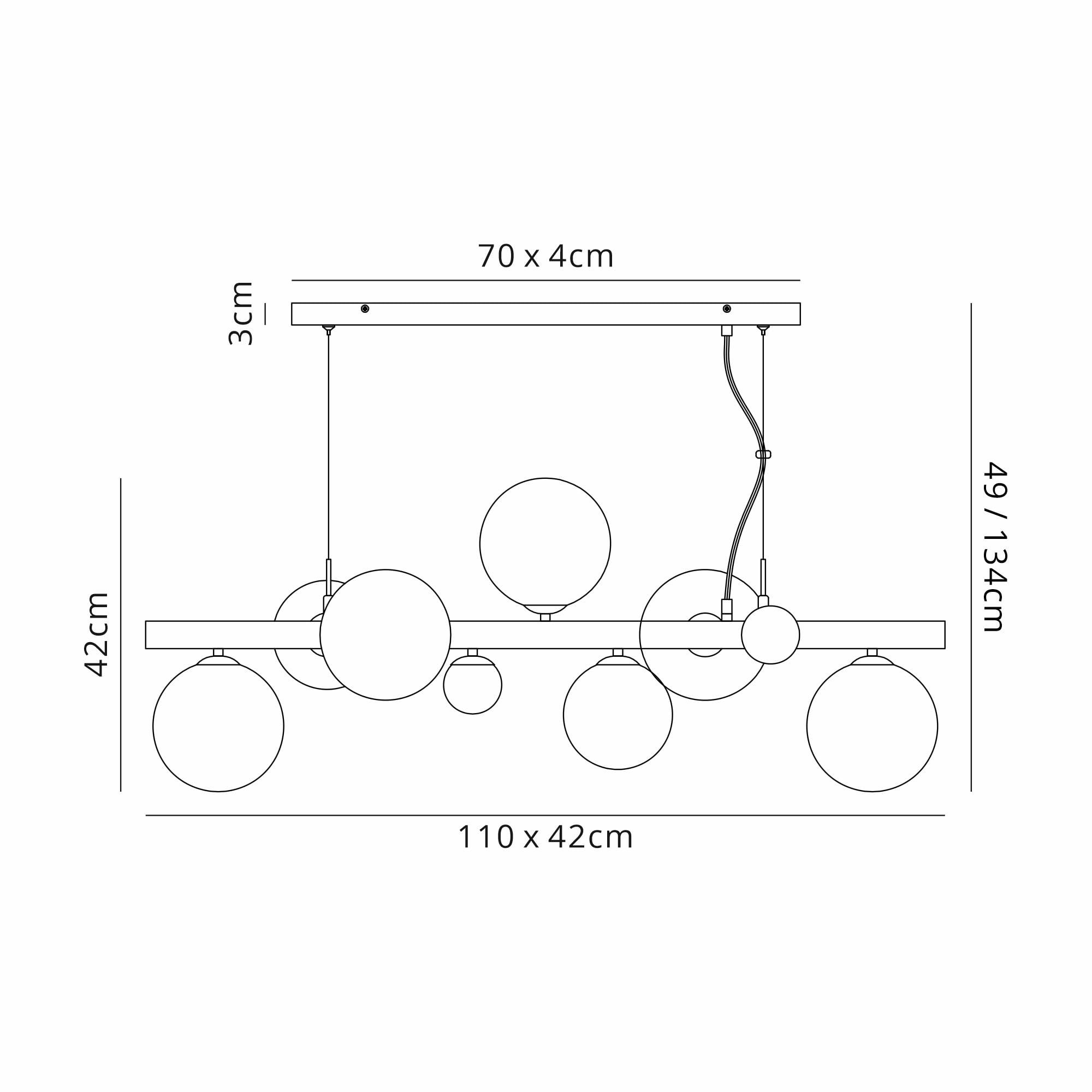 NL9058/SM9 Prague 9 Light Linear Pendant Satin Nickel Smoke Plated