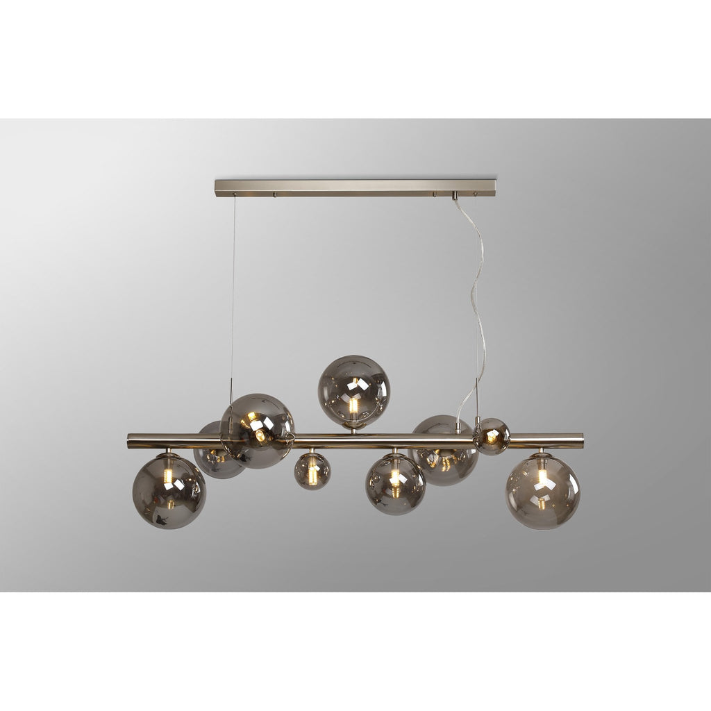 NL9058/SM9 Prague 9 Light Linear Pendant Satin Nickel Smoke Plated