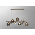 NL9058/SM9 Prague 9 Light Linear Pendant Satin Nickel Smoke Plated