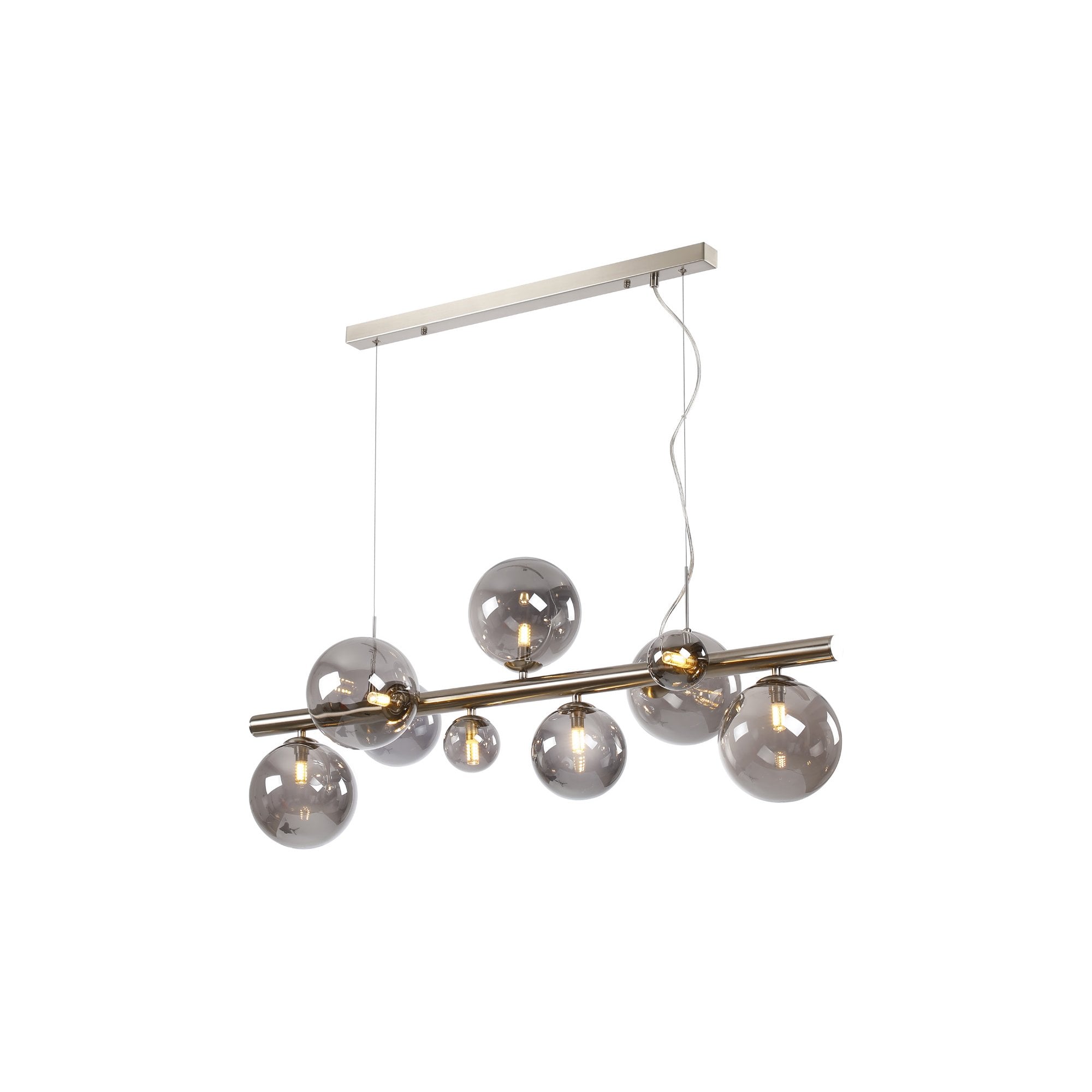 NL9058/SM9 Prague 9 Light Linear Pendant Satin Nickel Smoke Plated