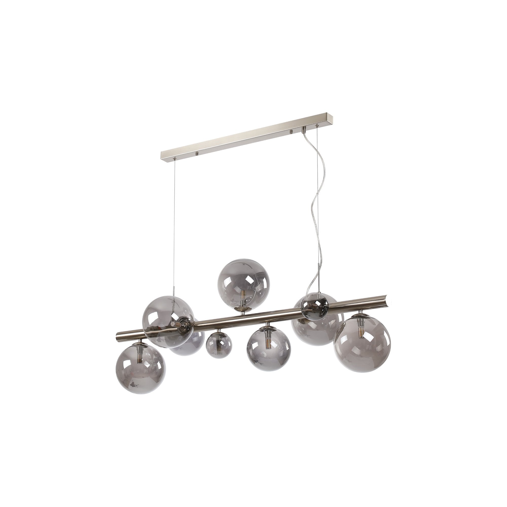 NL9058/SM9 Prague 9 Light Linear Pendant Satin Nickel Smoke Plated