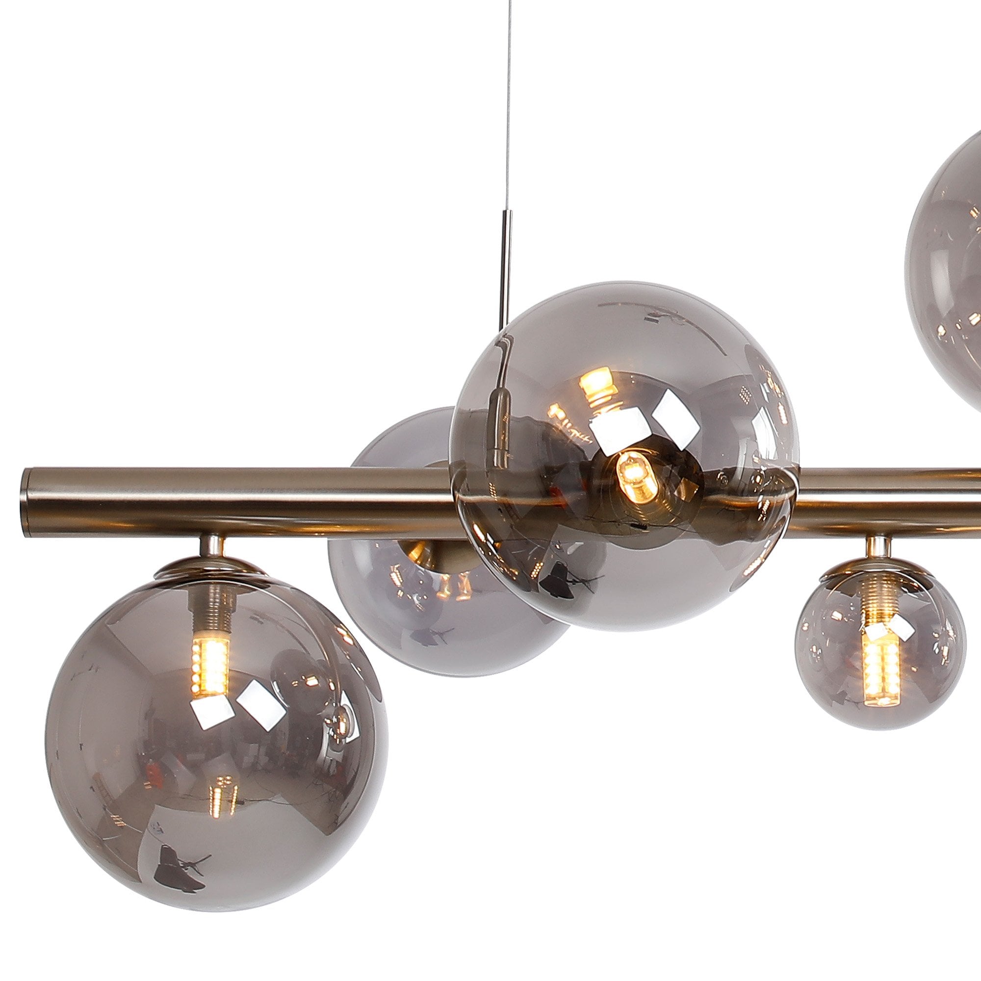 NL9058/SM9 Prague 9 Light Linear Pendant Satin Nickel Smoke Plated
