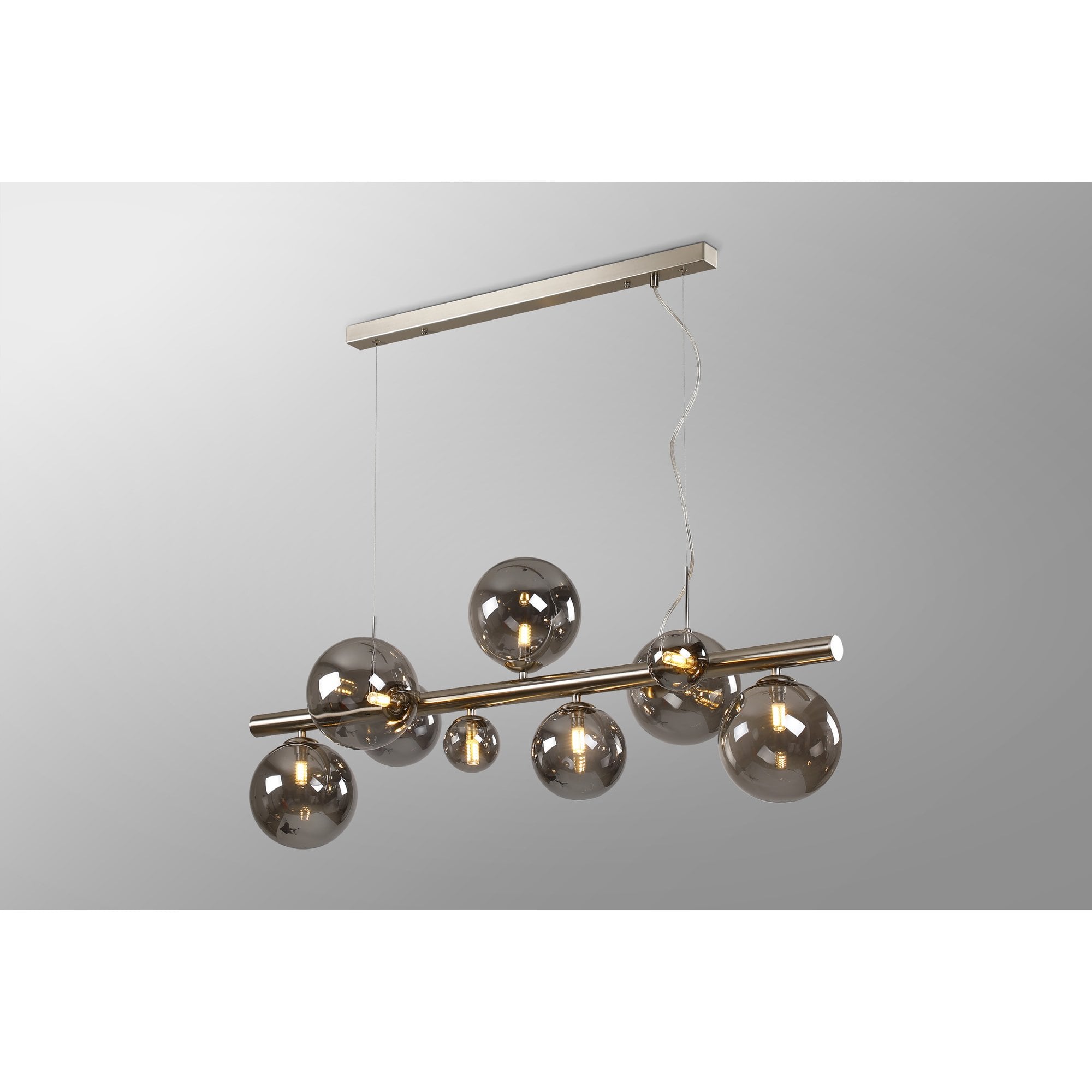NL9058/SM9 Prague 9 Light Linear Pendant Satin Nickel Smoke Plated