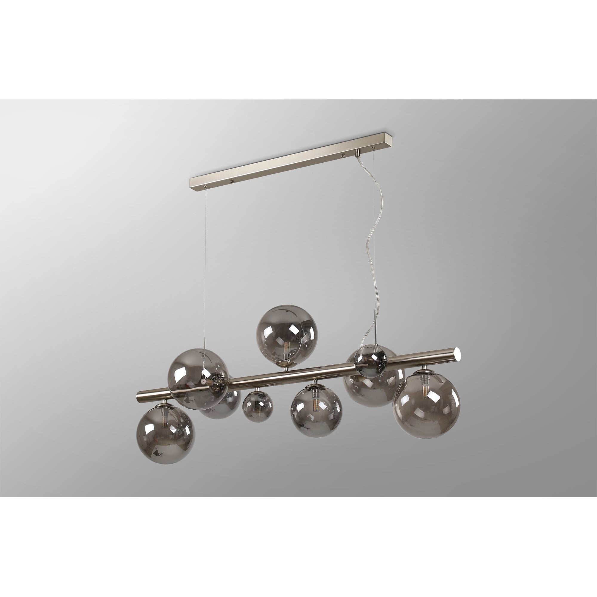 NL9058/SM9 Prague 9 Light Linear Pendant Satin Nickel Smoke Plated
