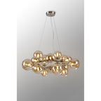 NL9059/AM9 Prague 16 Light Circular Pendant Satin Nickel Amber Plated
