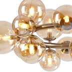 NL9059/AM9 Prague 16 Light Circular Pendant Satin Nickel Amber Plated