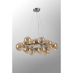 NL9059/AM9 Prague 16 Light Circular Pendant Satin Nickel Amber Plated