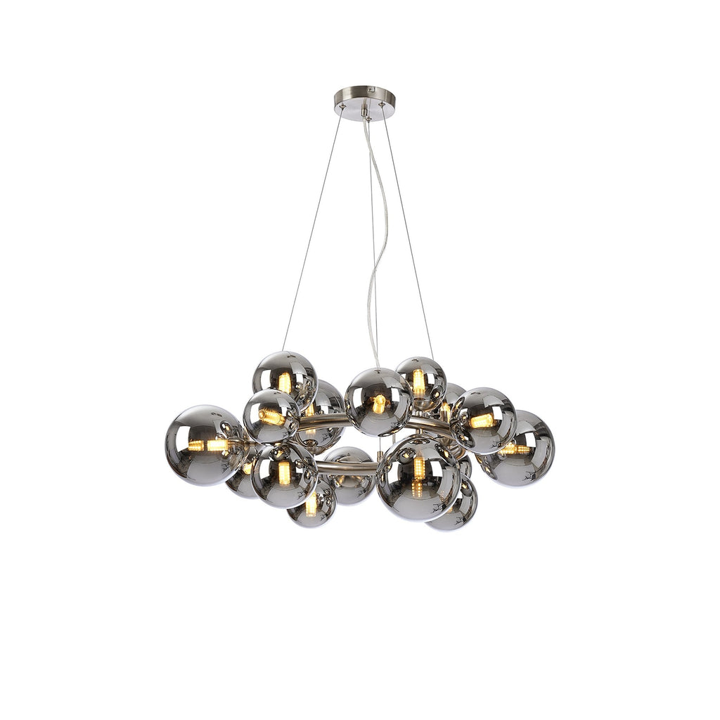NL9059/CH9 Prague 16 Light Circular Pendant Satin Nickel Chrome Plated