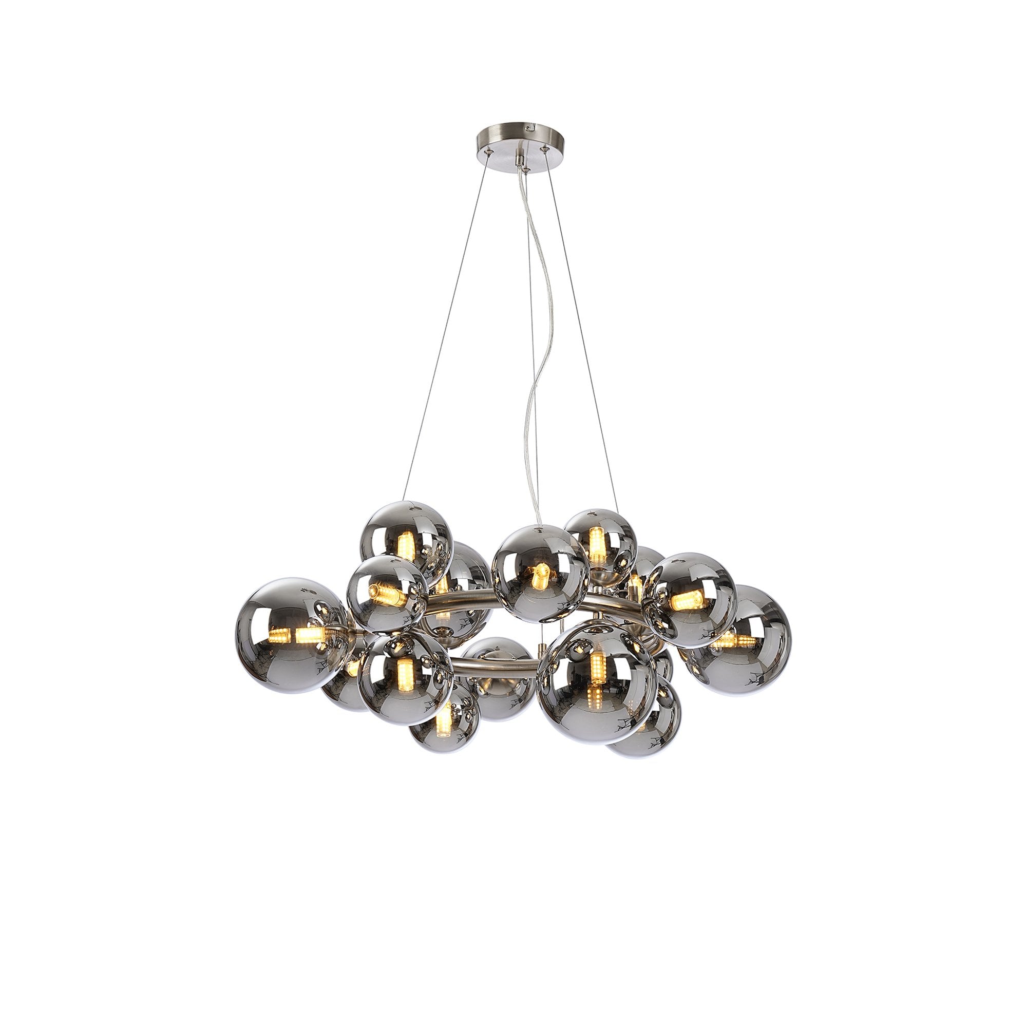 NL9059/CH9 Prague 16 Light Circular Pendant Satin Nickel Chrome Plated