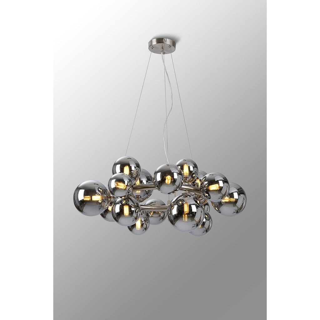 NL9059/CH9 Prague 16 Light Circular Pendant Satin Nickel Chrome Plated