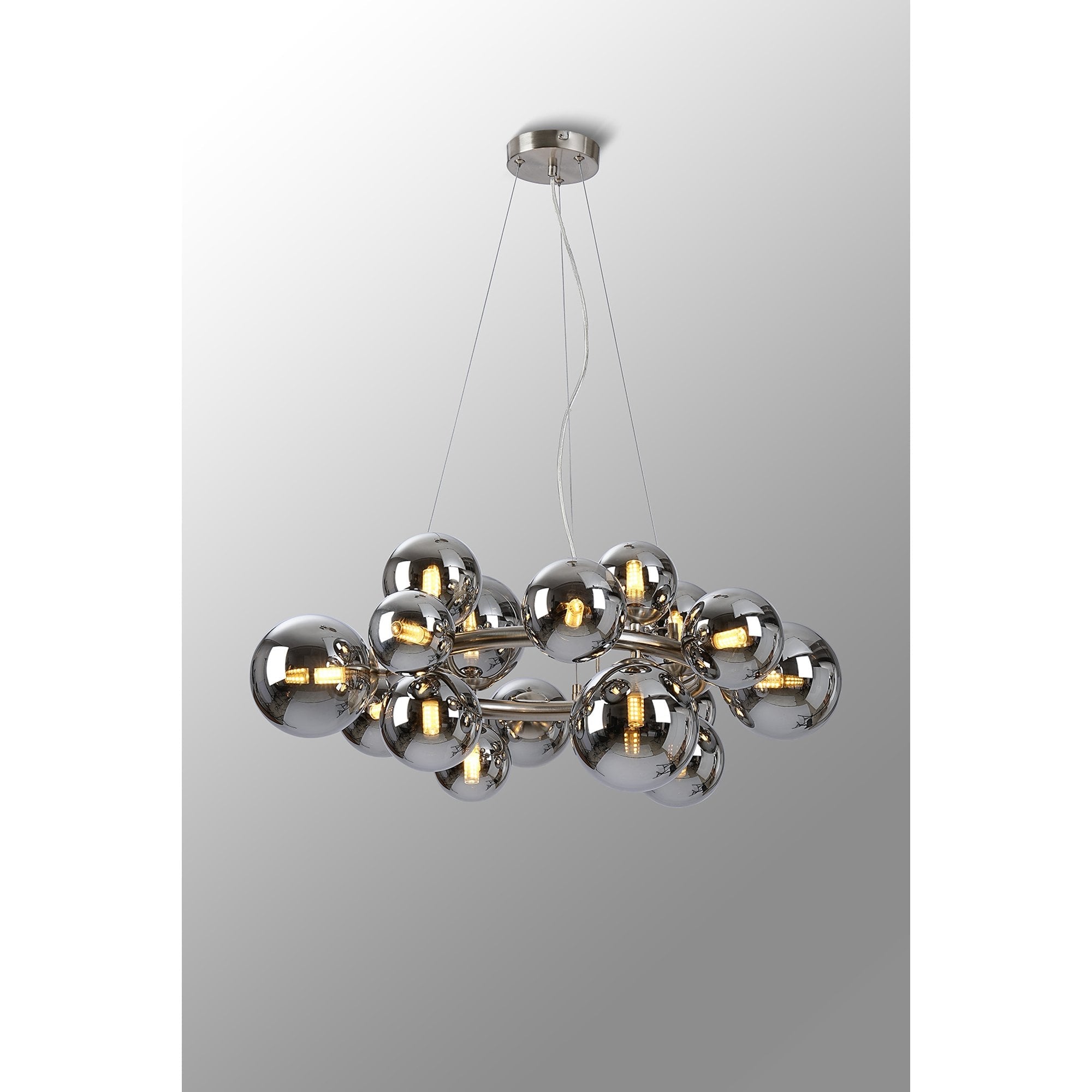 NL9059/CH9 Prague 16 Light Circular Pendant Satin Nickel Chrome Plated