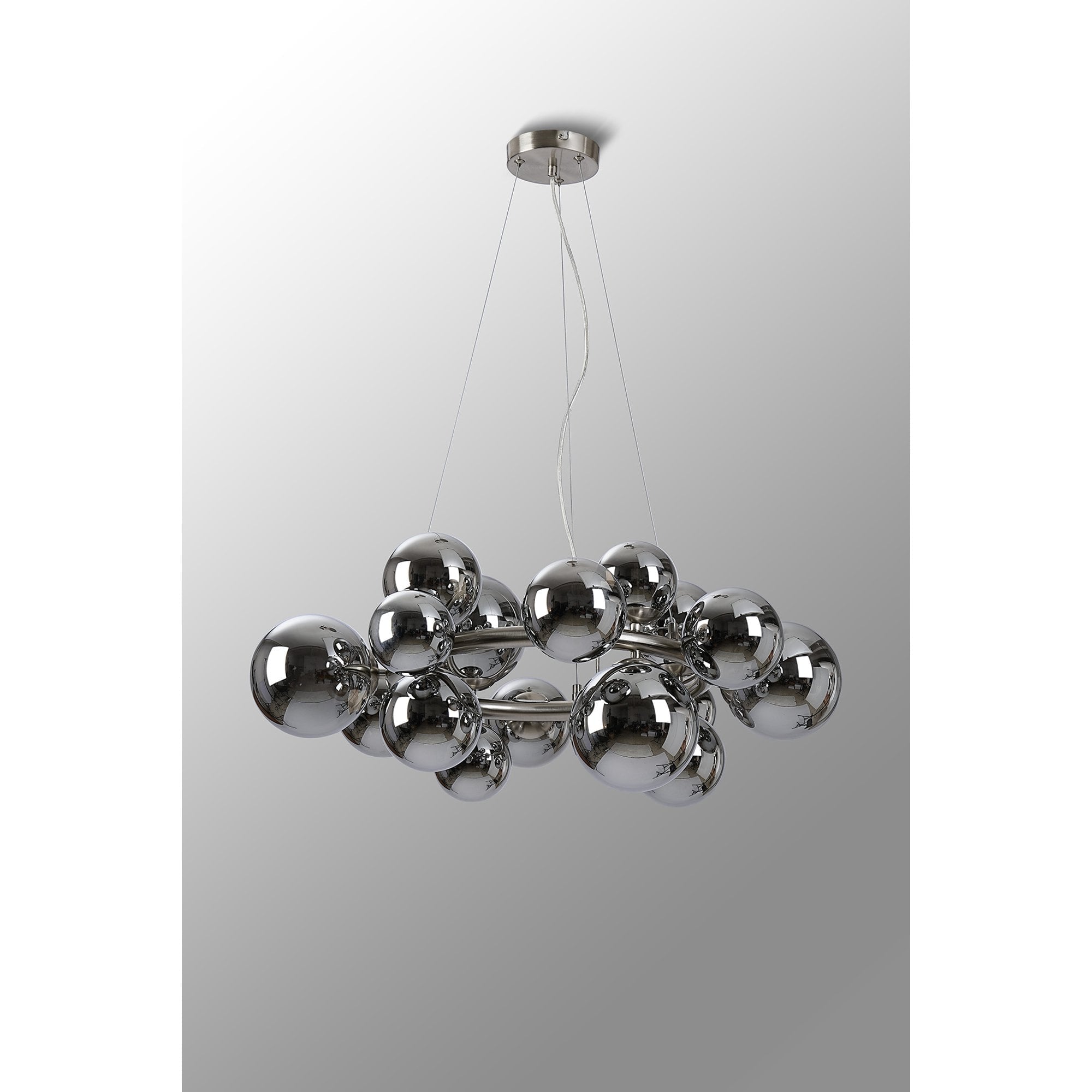 NL9059/CH9 Prague 16 Light Circular Pendant Satin Nickel Chrome Plated