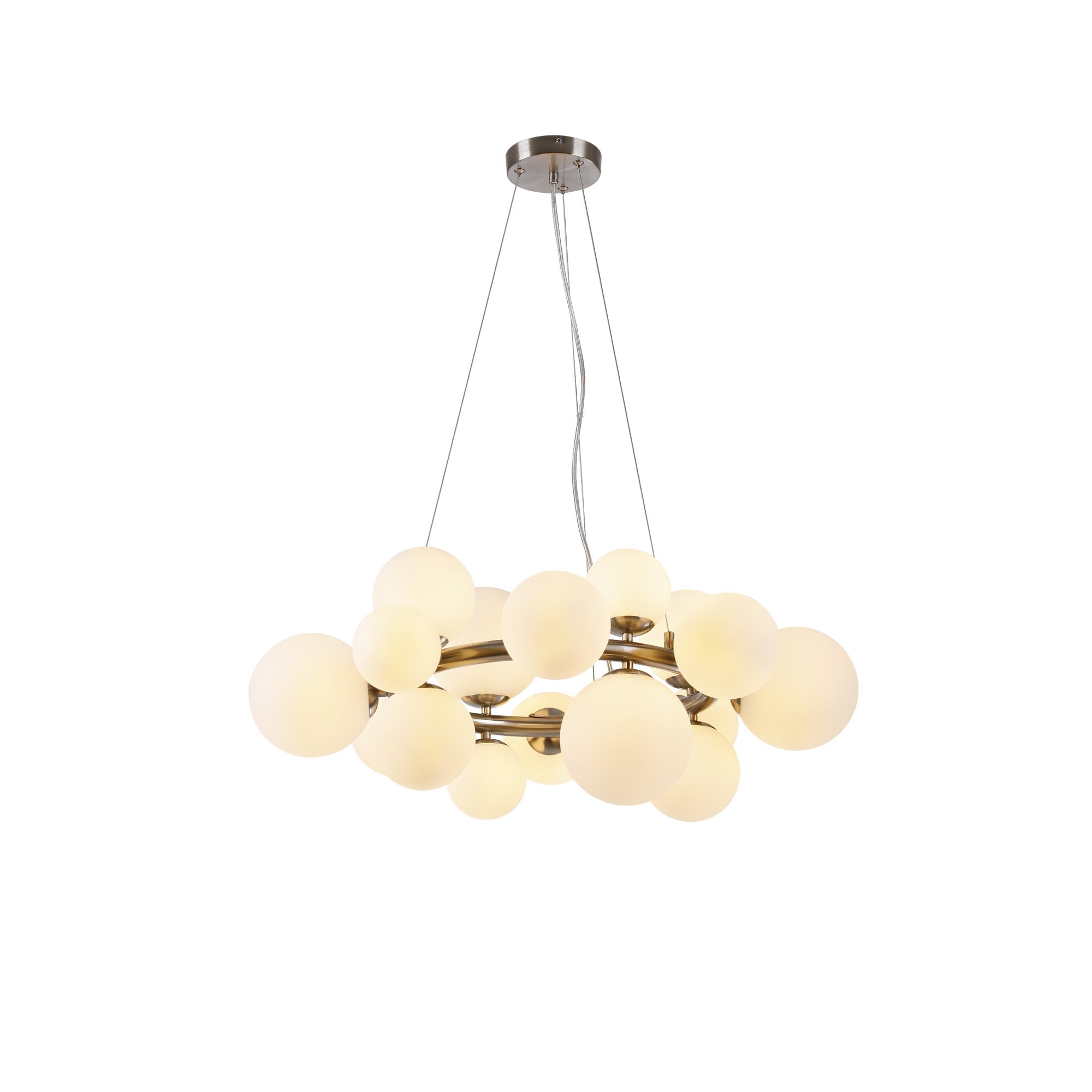 NL9059/OP9 Prague 16 Light Circular Pendant Satin Nickel Opal