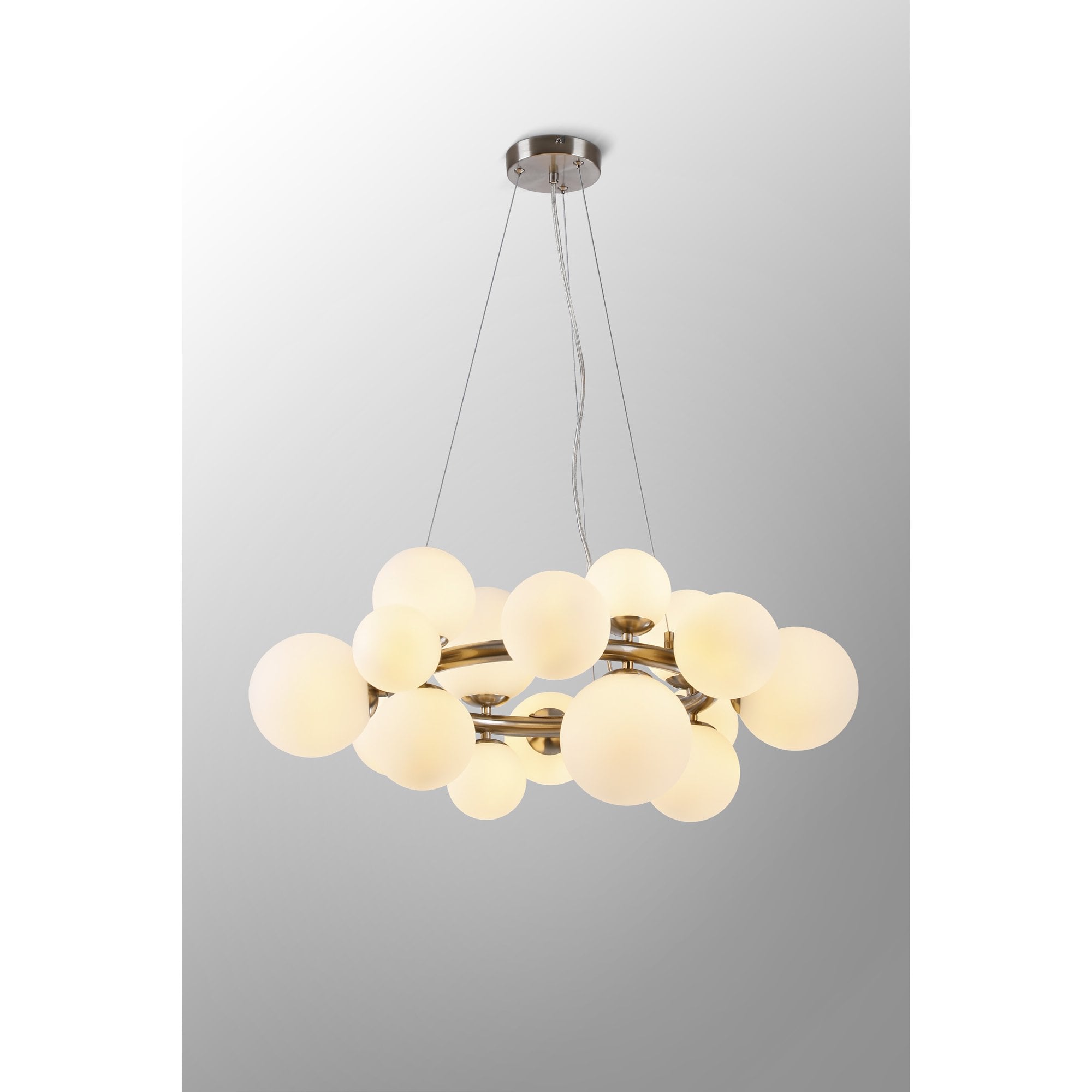 NL9059/OP9 Prague 16 Light Circular Pendant Satin Nickel Opal