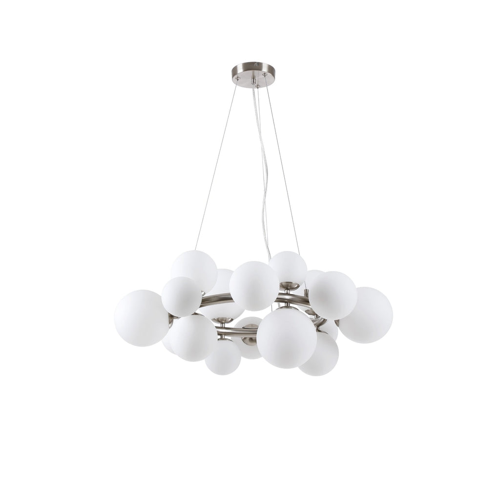 NL9059/OP9 Prague 16 Light Circular Pendant Satin Nickel Opal