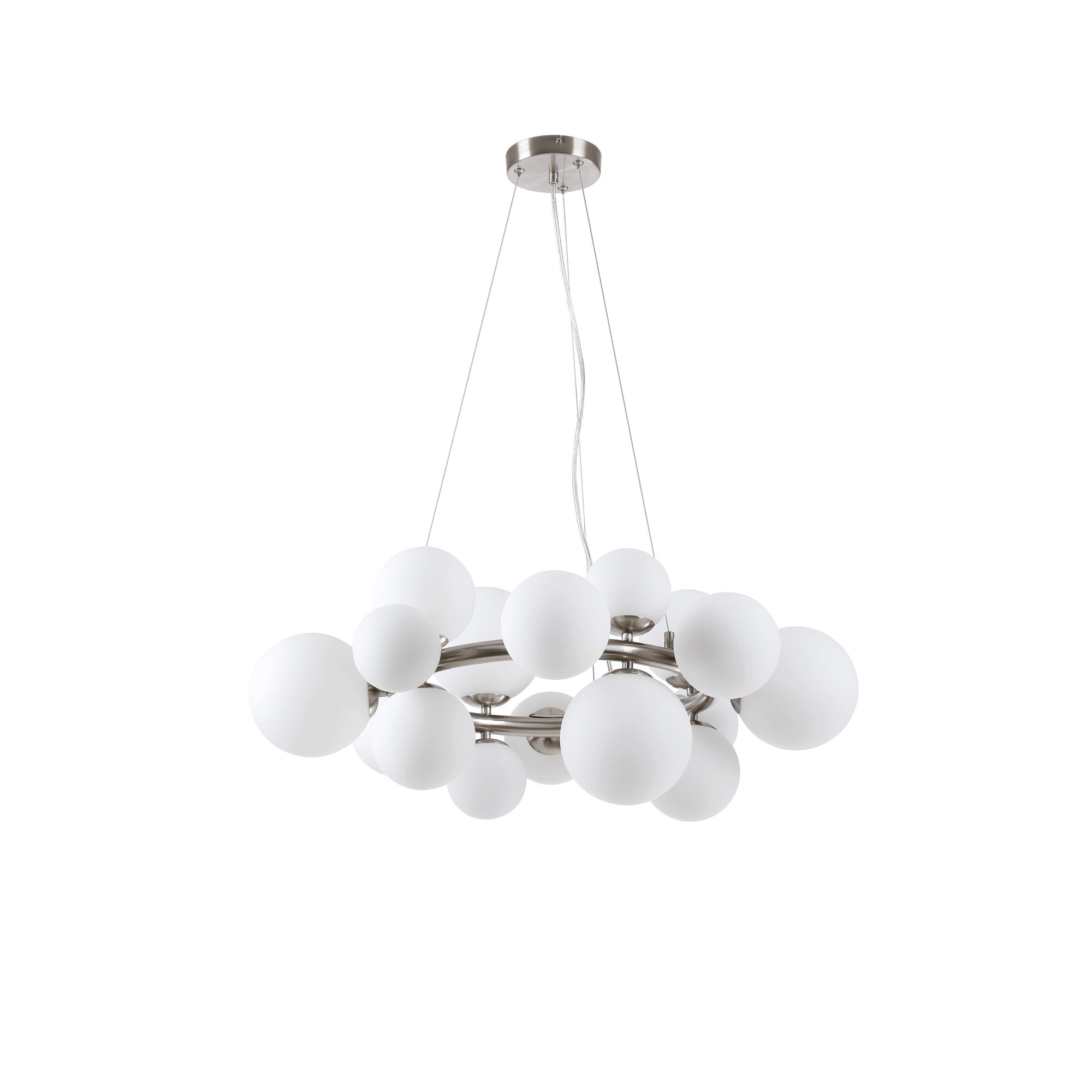 NL9059/OP9 Prague 16 Light Circular Pendant Satin Nickel Opal