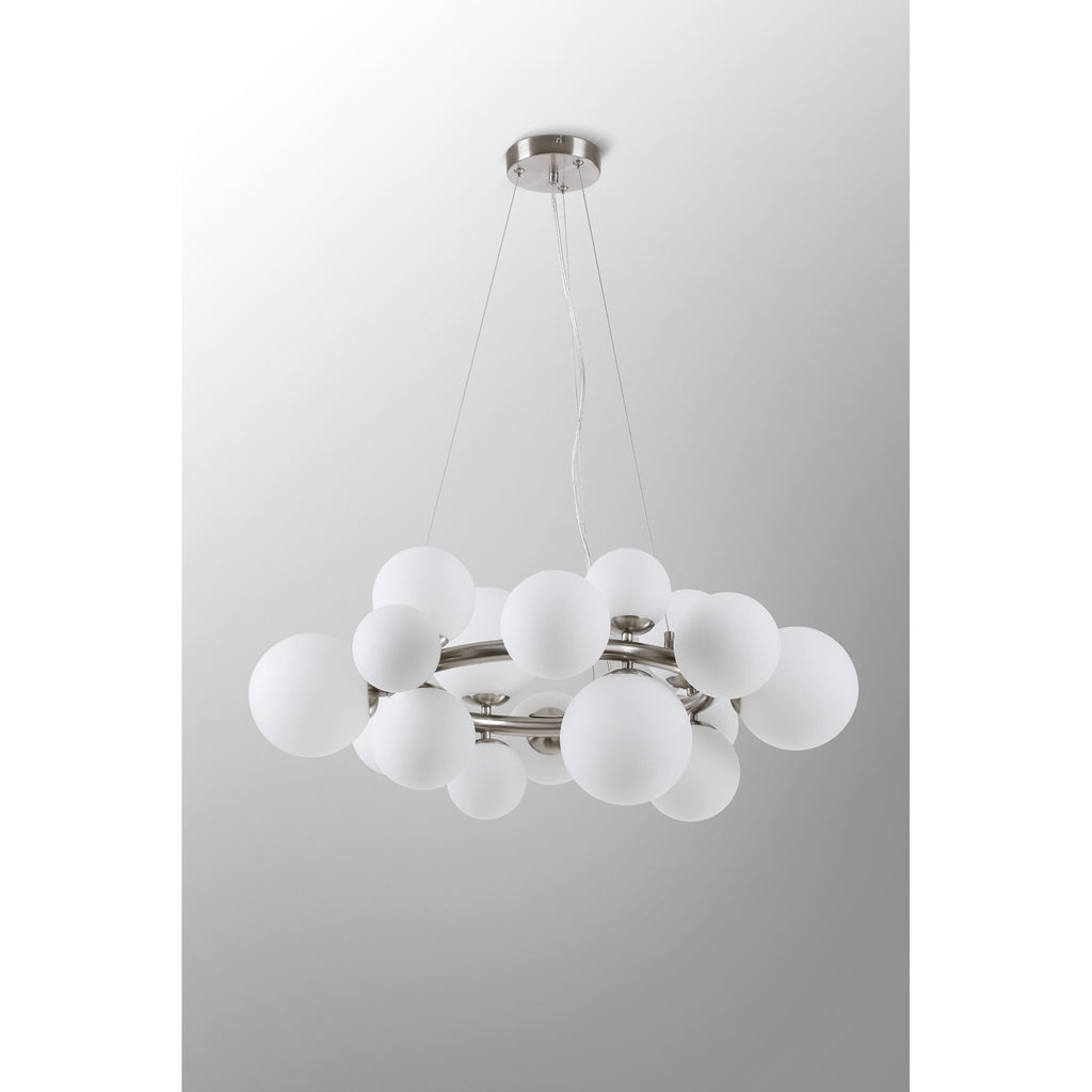 NL9059/OP9 Prague 16 Light Circular Pendant Satin Nickel Opal