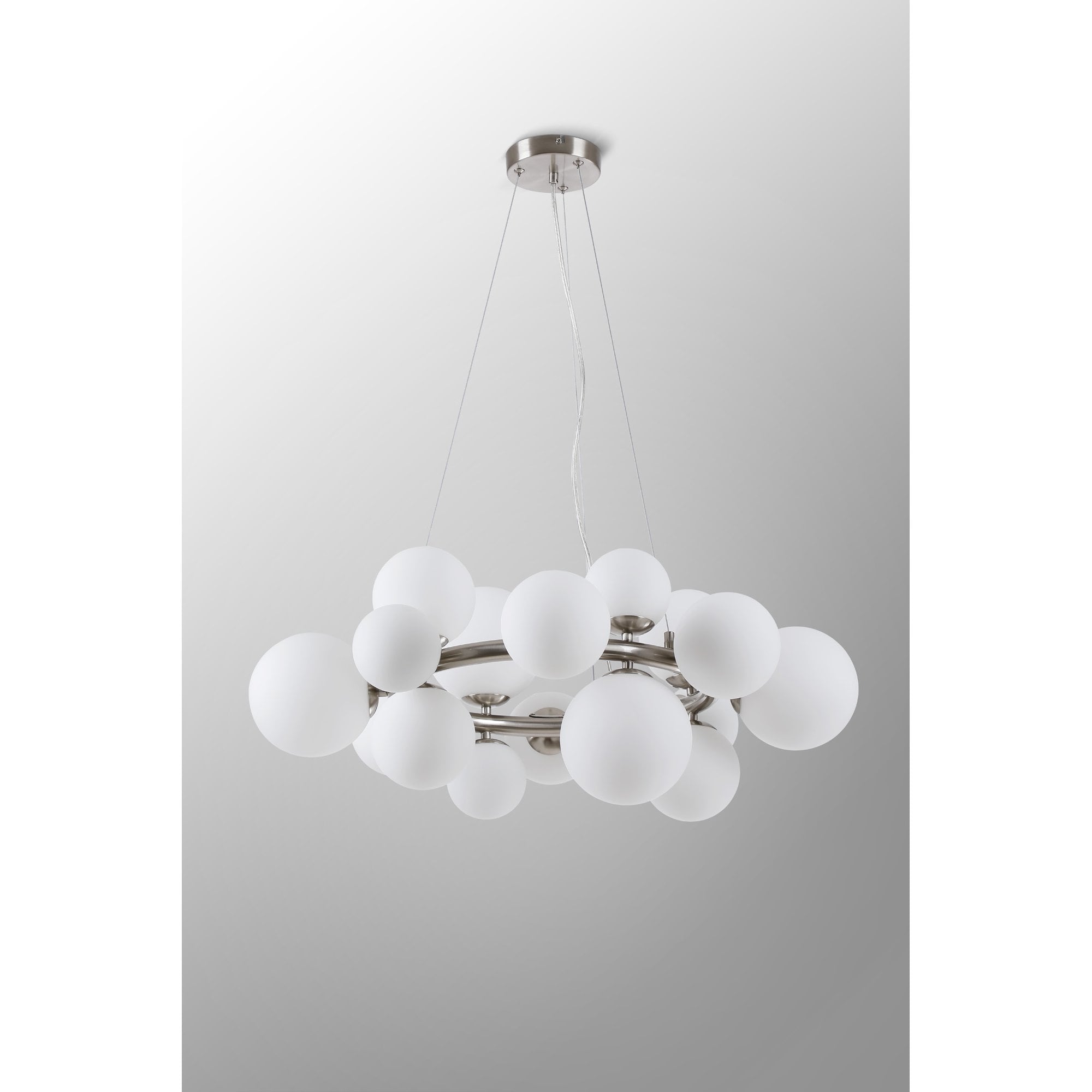 NL9059/OP9 Prague 16 Light Circular Pendant Satin Nickel Opal