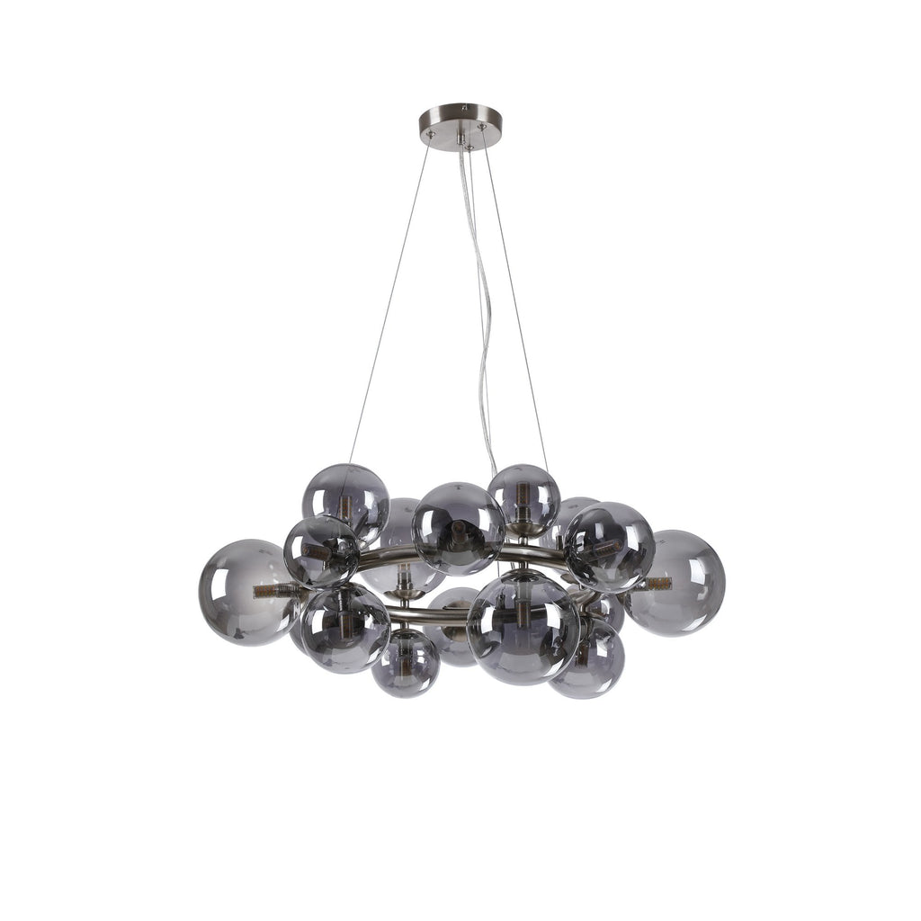 NL9059/SM9 Prague 16 Light Circular Pendant Satin Nickel Smoke Plated