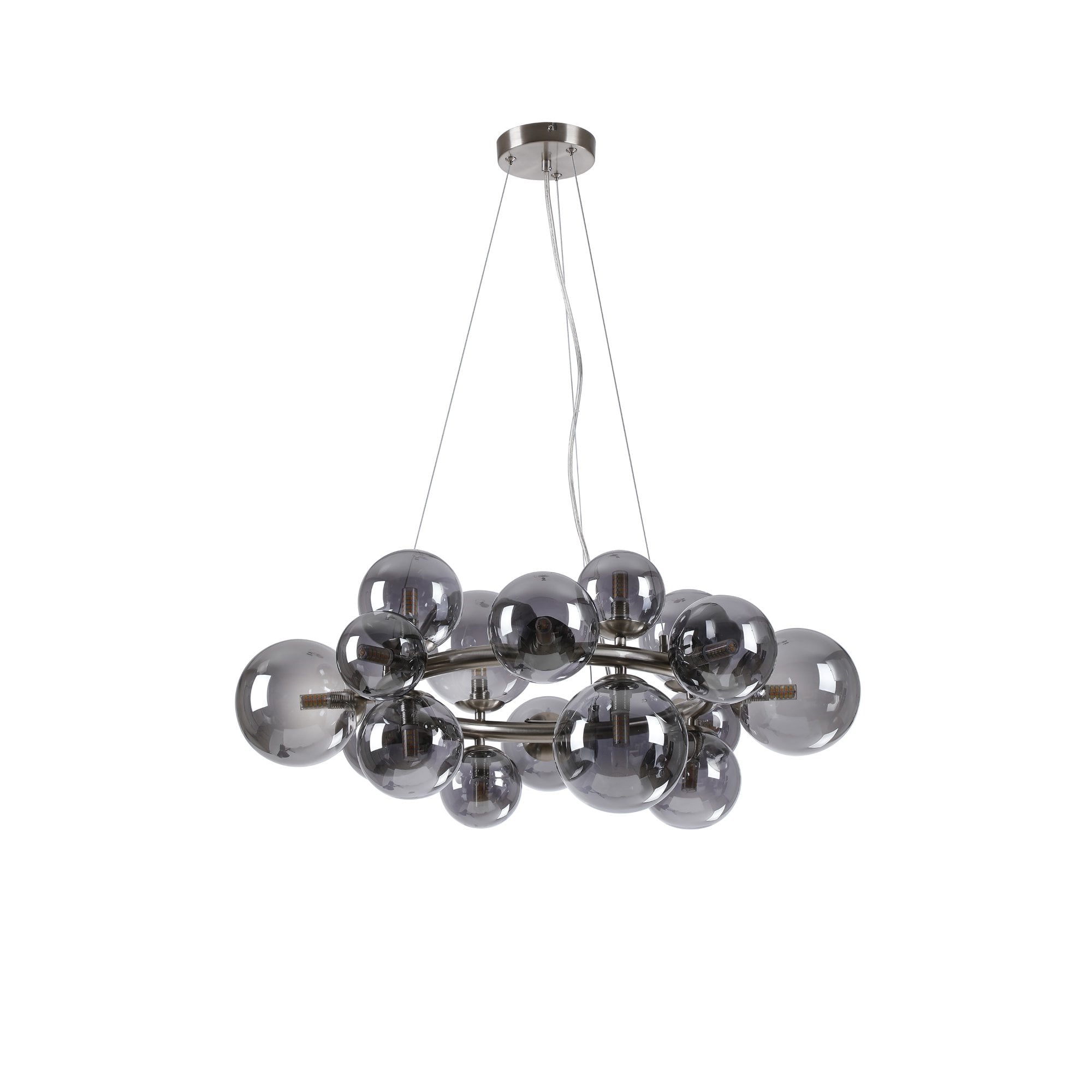 NL9059/SM9 Prague 16 Light Circular Pendant Satin Nickel Smoke Plated
