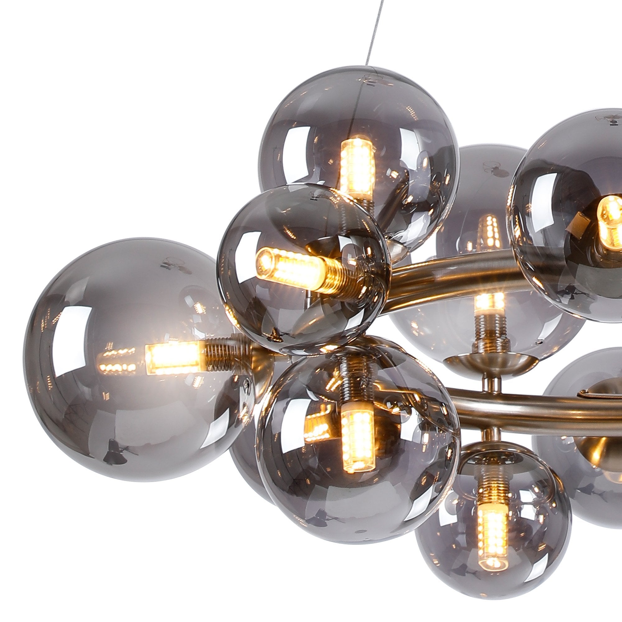 NL9059/SM9 Prague 16 Light Circular Pendant Satin Nickel Smoke Plated