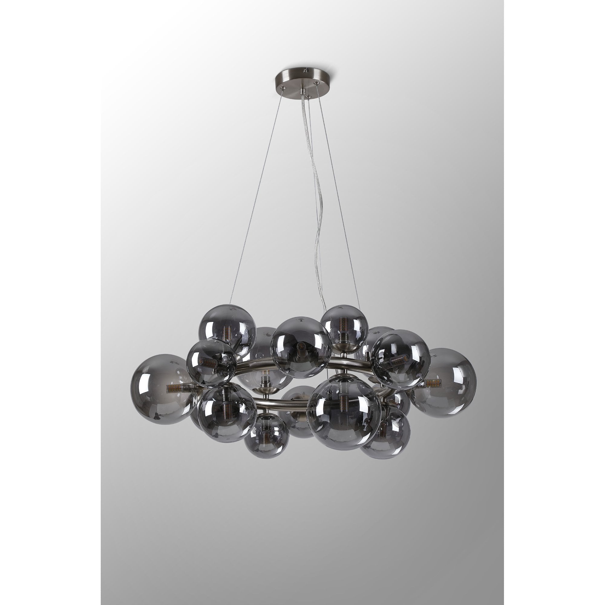 NL9059/SM9 Prague 16 Light Circular Pendant Satin Nickel Smoke Plated
