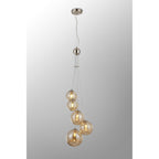 NL9060/AM9 Prague 5 Light Pendant Satin Nickel Amber Plated