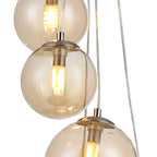 NL9060/AM9 Prague 5 Light Pendant Satin Nickel Amber Plated