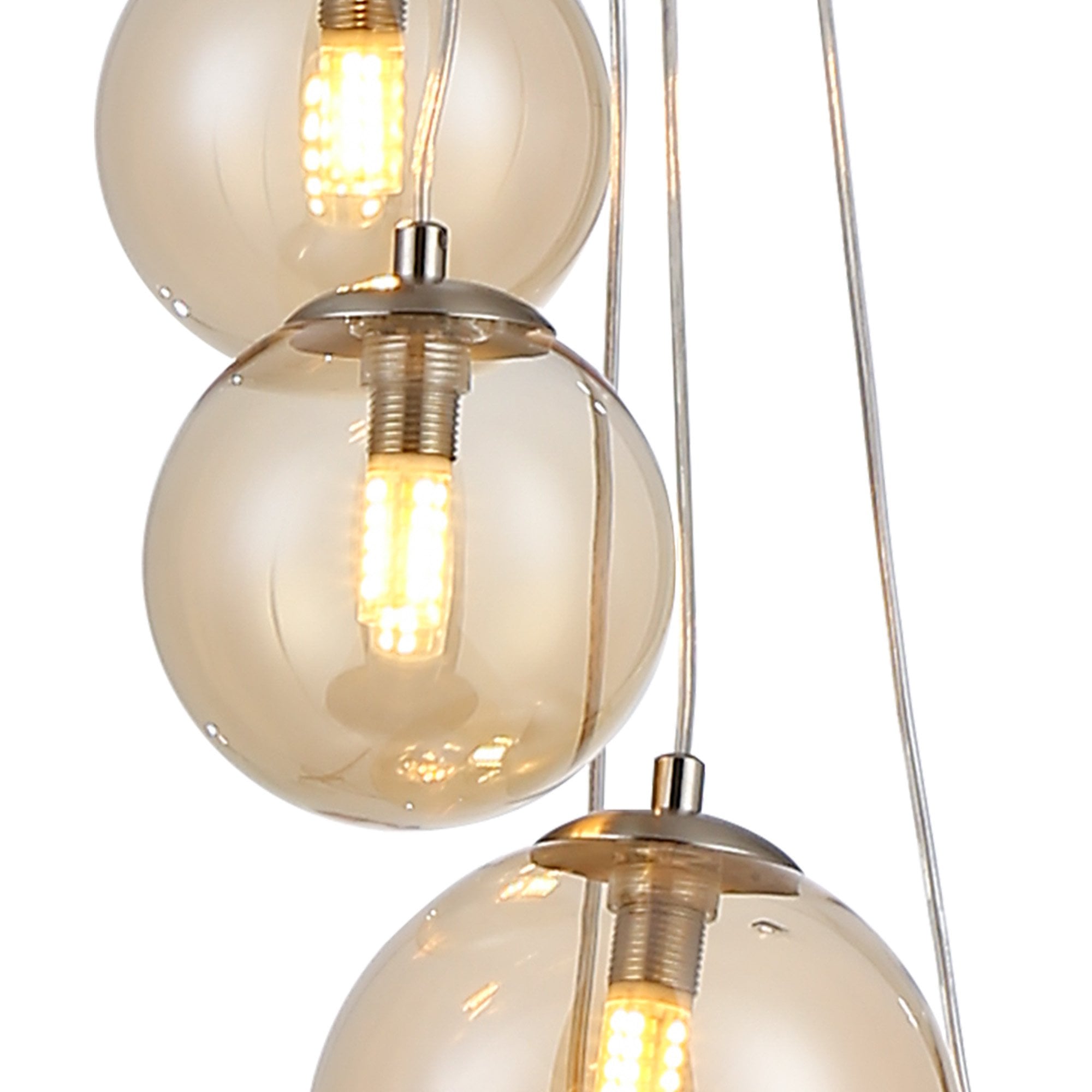 NL9060/AM9 Prague 5 Light Pendant Satin Nickel Amber Plated