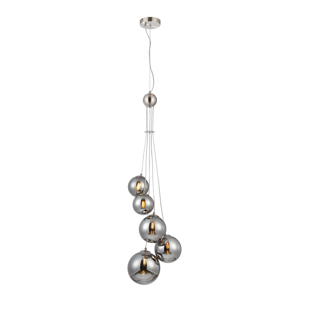 NL9060/CH9 Prague 5 Light Pendant Satin Nickel Chrome Plated