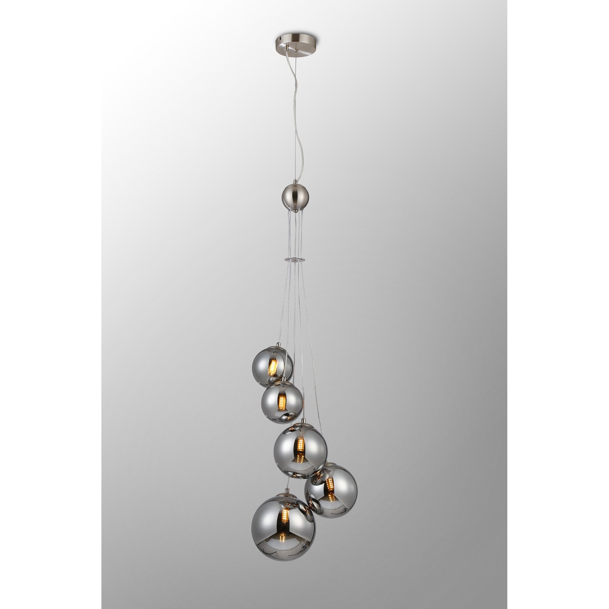 NL9060/CH9 Prague 5 Light Pendant Satin Nickel Chrome Plated