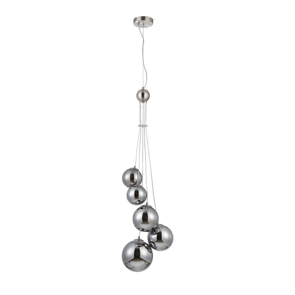 NL9060/CH9 Prague 5 Light Pendant Satin Nickel Chrome Plated
