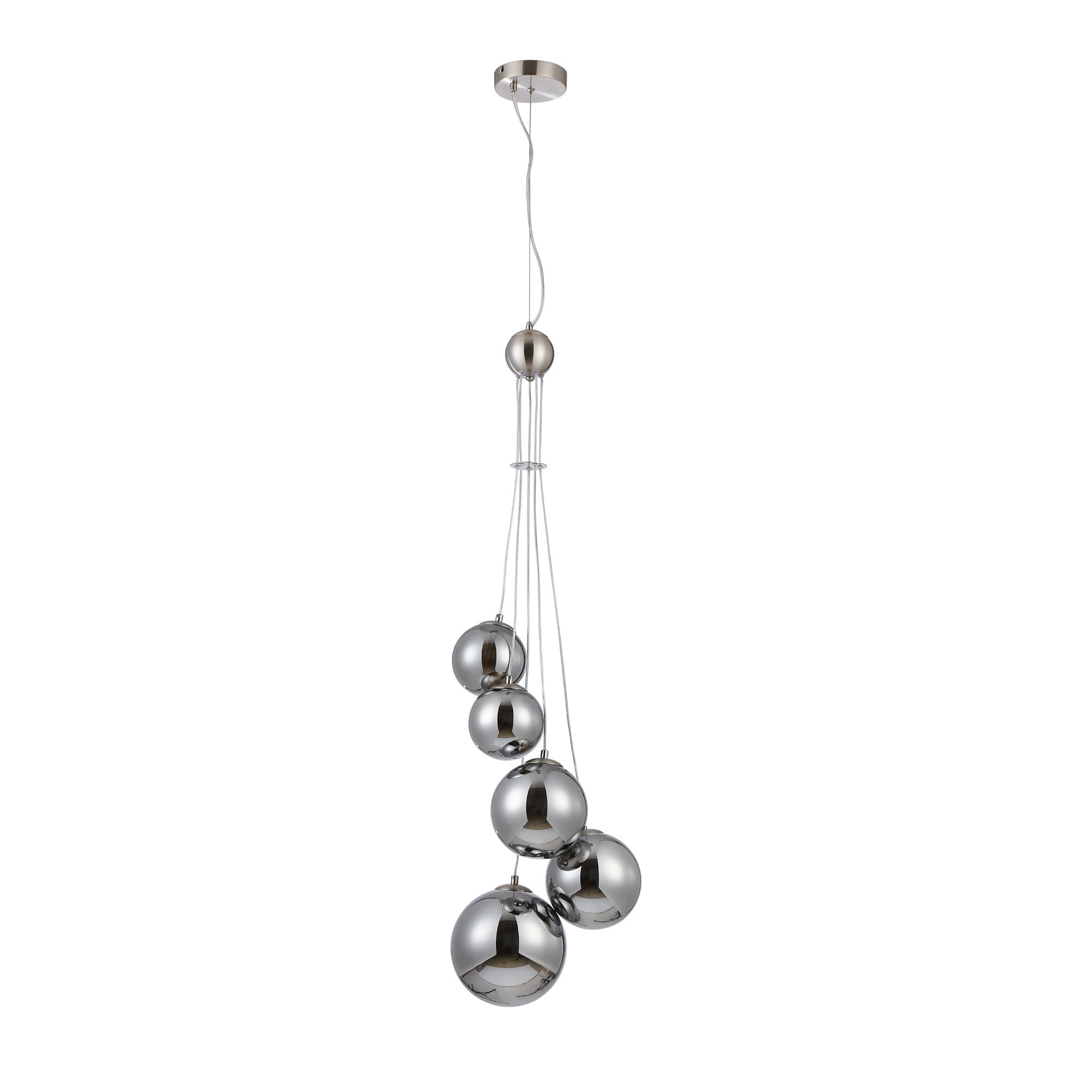 NL9060/CH9 Prague 5 Light Pendant Satin Nickel Chrome Plated