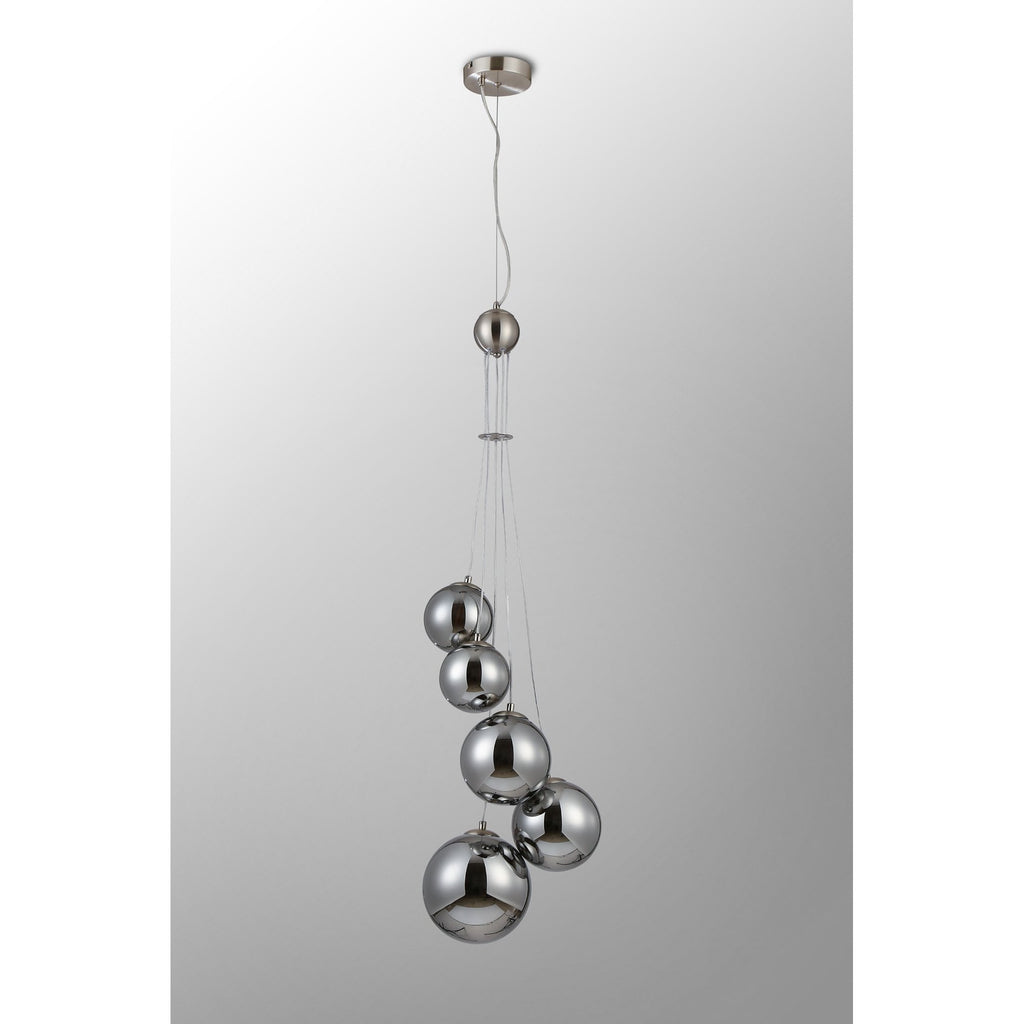 NL9060/CH9 Prague 5 Light Pendant Satin Nickel Chrome Plated