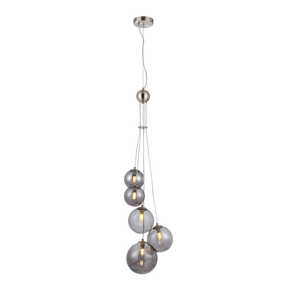 NL9060/SM9 Prague 5 Light Pendant Satin Nickel Smoke Plated