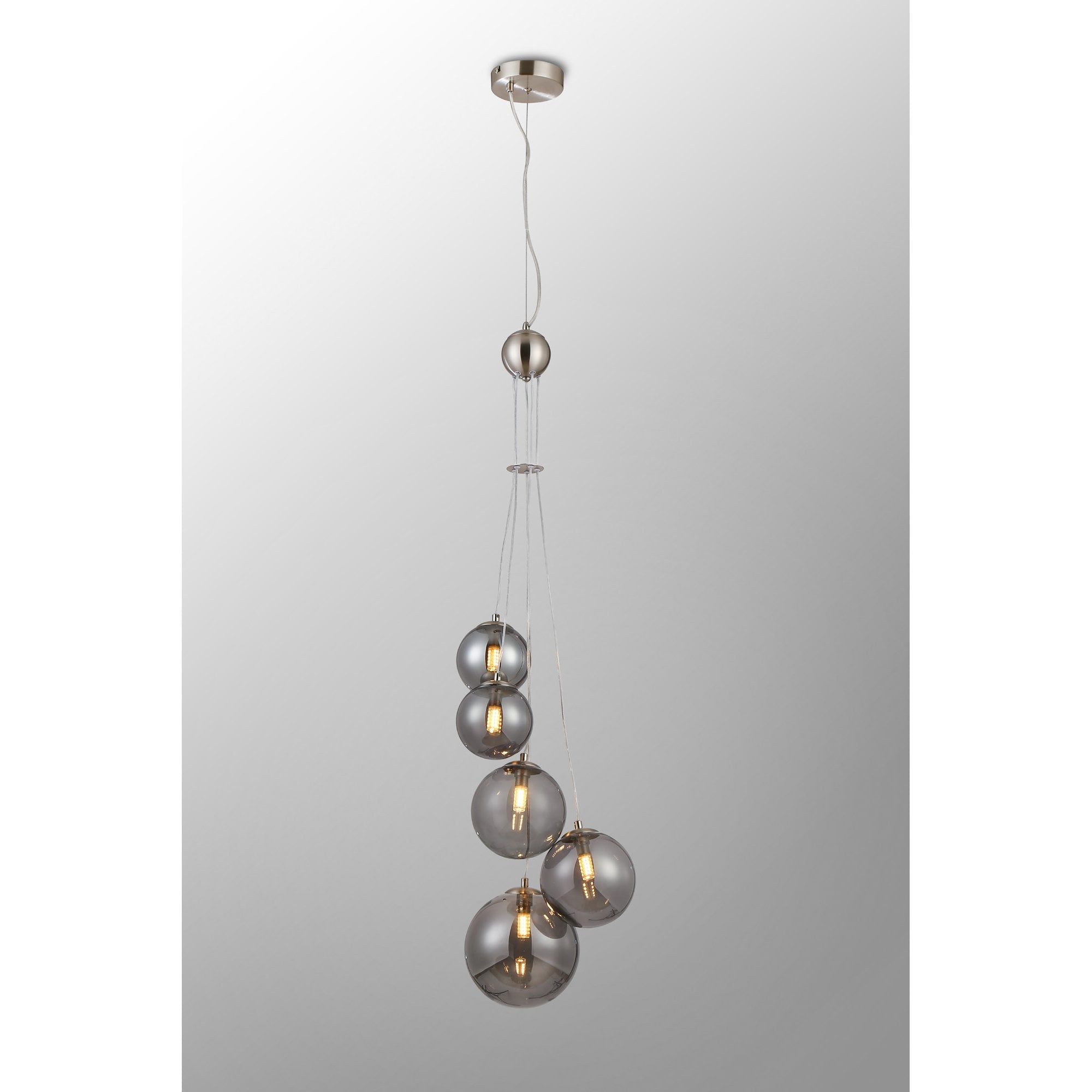 NL9060/SM9 Prague 5 Light Pendant Satin Nickel Smoke Plated