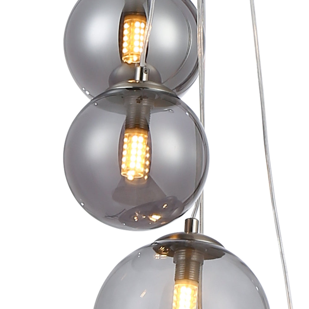 NL9060/SM9 Prague 5 Light Pendant Satin Nickel Smoke Plated