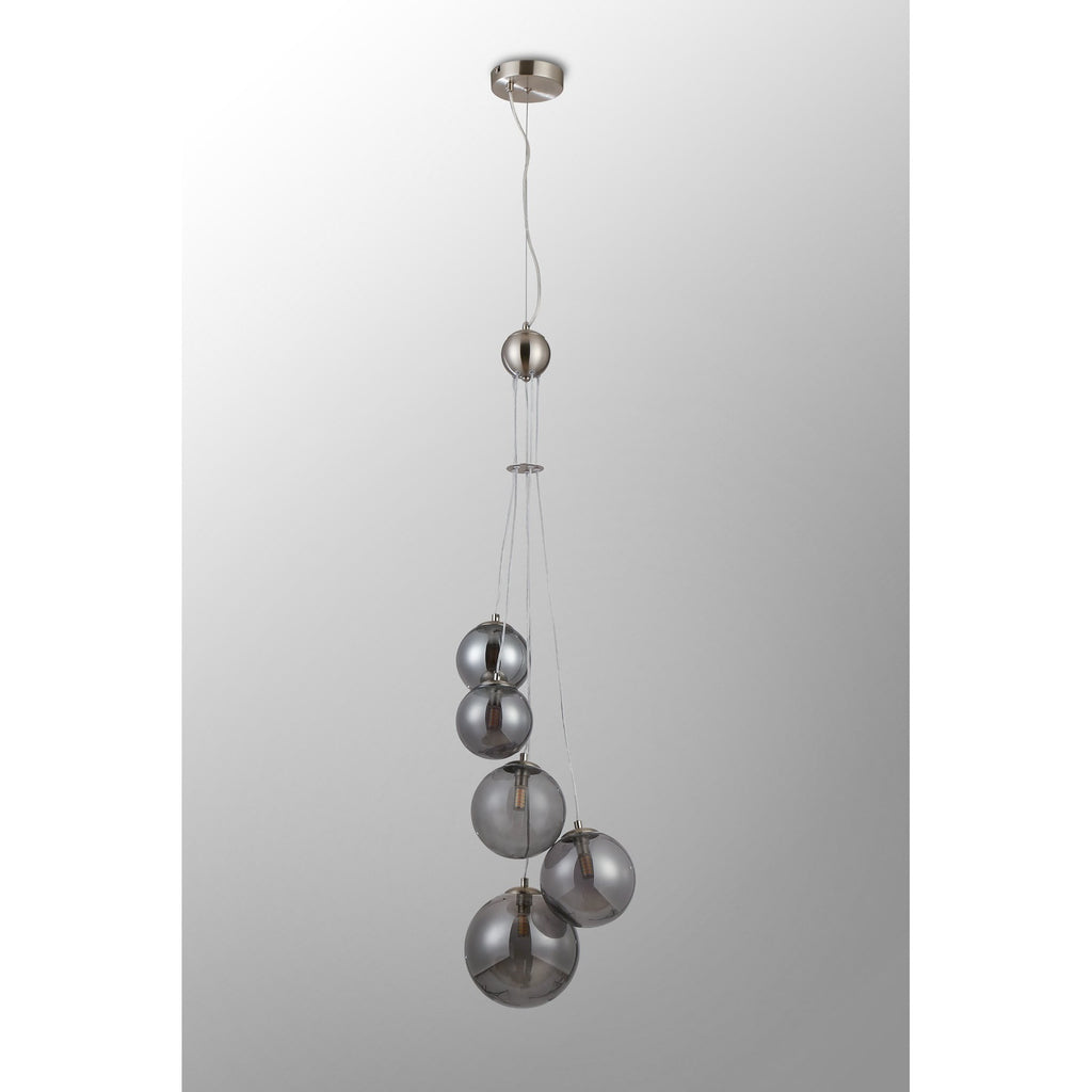 NL9060/SM9 Prague 5 Light Pendant Satin Nickel Smoke Plated