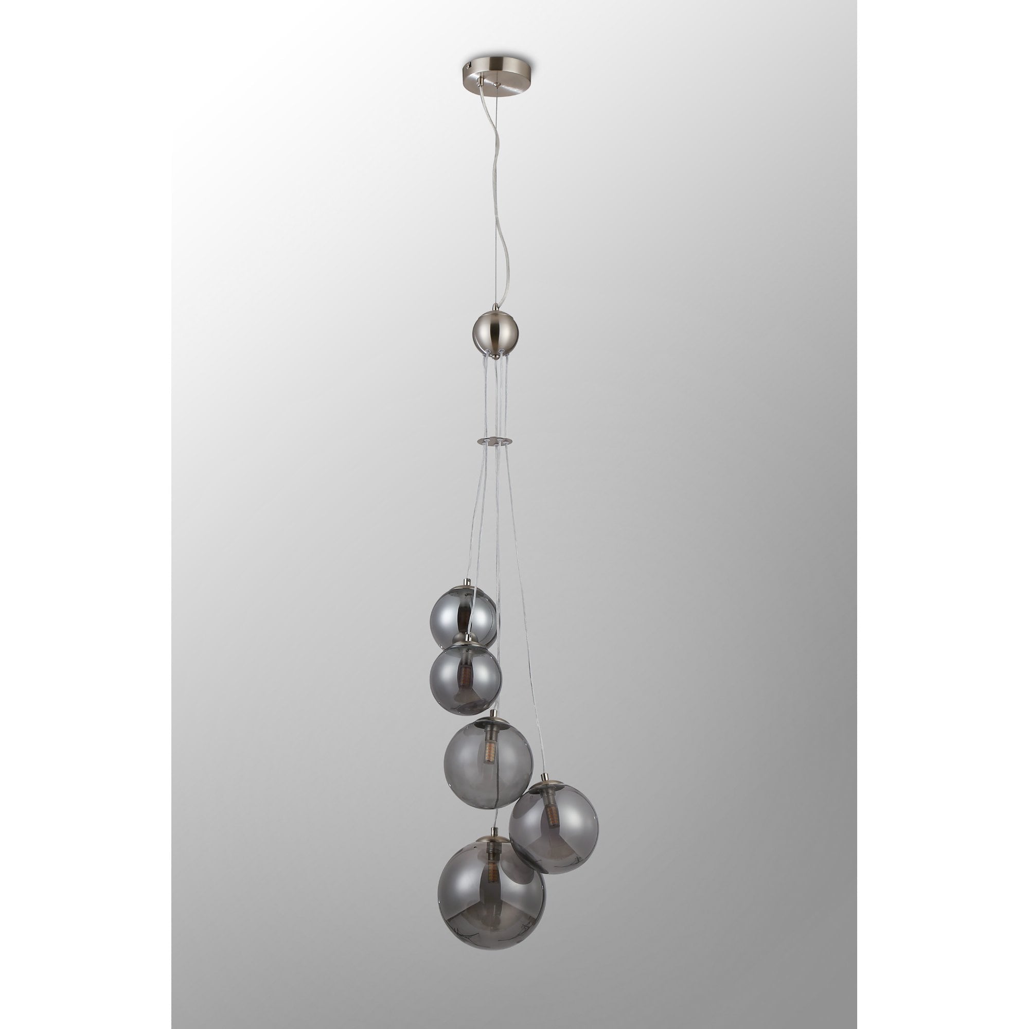 NL9060/SM9 Prague 5 Light Pendant Satin Nickel Smoke Plated