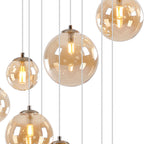 NL9061/AM9 Prague 16 Light Pendant Satin Nickel Amber Plated